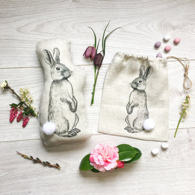 Easter Bunny Rabbit Hessian Bag
