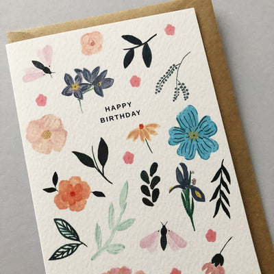 Happy Birthday Small Florals Card