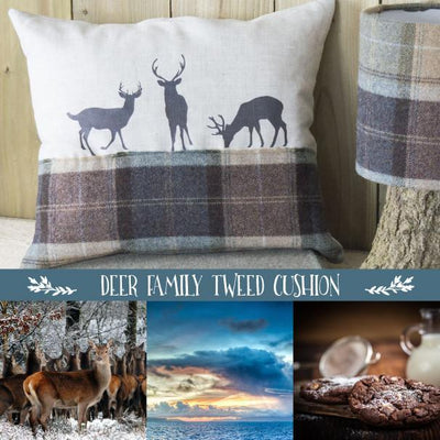 ' Deer Family ' Tweed Cushion