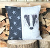' Mr Badger ' Stars Tweed Cushion