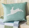 ' Leaping Hare ' Linen Cushion (Green)