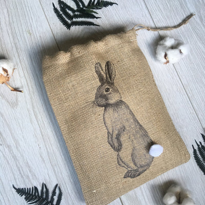 Easter Bunny Rabbit Hessian Bag