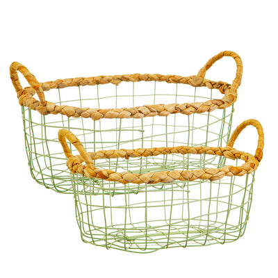 Green Wire Storage Basket Set