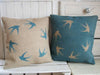 ' Soaring Swallows ' Cushions (Blue & Hessian)