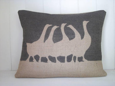 ' French Geese ' Cushion (Charcoal Black)