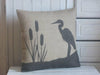 ' Heron and Bulrush ' Cushion (Hessian Background)