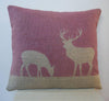 ' Stag and Deer ' Cushion (Cranberry)