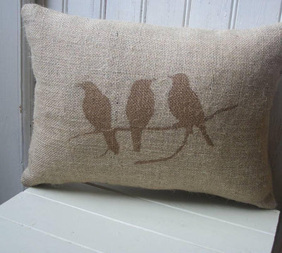 ' Bird On Branch ' Cushion (Chestnut Brown)