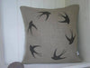 ' Soaring Swallows ' Irish Linen Cushion (Black)