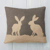 ' Country Hare ' Hessian Cushion (Charcoal)