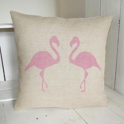 ' Flamingo ' Hessian Cushion (Pink)
