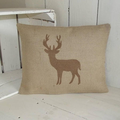 ' Standing Deer ' Hessian Cushion (Chestnut)