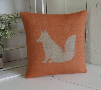 ' Rusty The Fox ' Hessian Cushion (Orange)