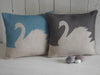 ' Swan ' Cushion (Blue & Charcoal Grey)