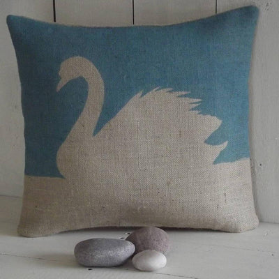 ' Swan ' Cushion (Blue)