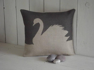 ' Swan ' Cushion (Charcoal Grey)